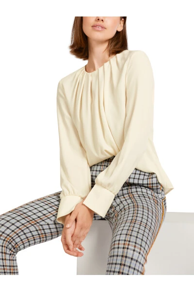 Marc Cain Blusenshirt Mit Falten Orange 3 Marc Cain Blusenshirt Mit Falten Orange