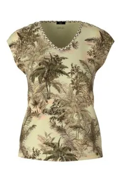 Marc Cain T-Shirts T-Shirt Mit Palmenmotiv Green -Marc Cain Geschäft 340c6f6984e61404bcd0d002272c34b8