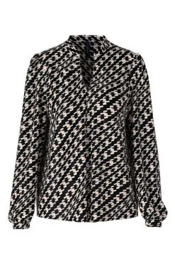Marc Cain Blusen Bluse Im Geometrischen Dessin Black