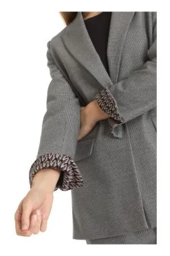 Marc Cain Blazer Mit Hahnentrittmuster Gray