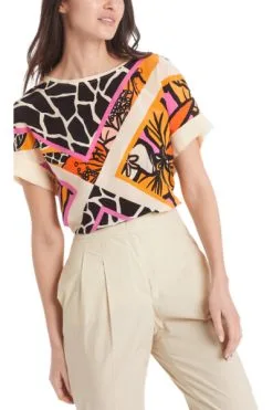 Marc Cain Bedrucktes Blusenshirt Mit Seide Beige -Marc Cain Geschäft 535b7f00c5035e1c4d1a47f79f510c48