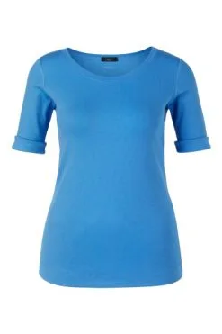 Marc Cain T-Shirts Rippstrickshirt Mit Dreiviertelärmeln Blue -Marc Cain Geschäft 5f04f0320074d972dbf681336d189649