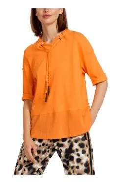 Marc Cain Blusenshirt Mit Strukturmix Orange -Marc Cain Geschäft 63961ef2accc682f42dcb29fb7a17293