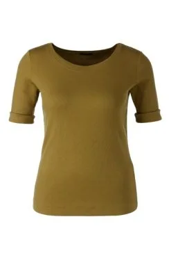 Marc Cain T-Shirts T-Shirt Mit Femininem Dekolleté Green -Marc Cain Geschäft 6cc59ee790392d0a1e1cddd7c6130c06