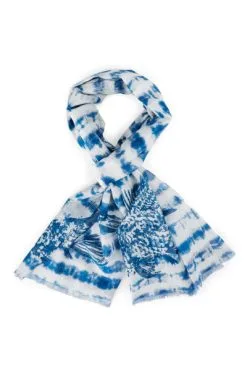 Marc Cain Geschäft 36 Marc Cain Schals Feiner Batik-Schal Mit Floralen Details Blue