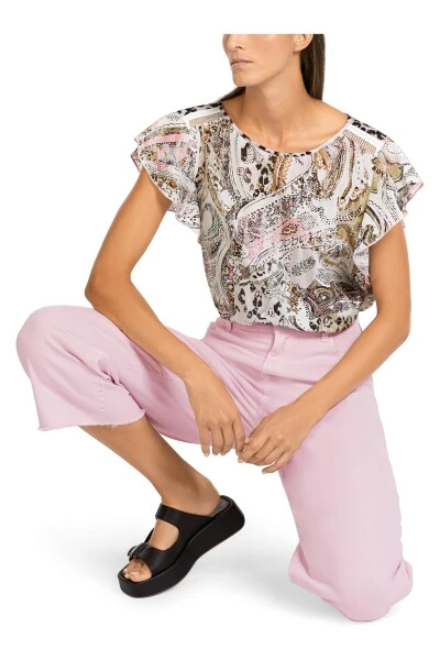 Marc Cain T-Shirts Blusenshirt Mit Mustermix Beige 3 Marc Cain T-Shirts Blusenshirt Mit Mustermix Beige