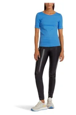 Marc Cain T-Shirts Rippstrickshirt Mit Dreiviertelärmeln Blue