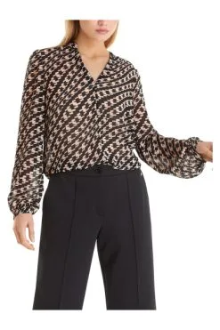 Marc Cain Blusen Bluse Im Geometrischen Dessin Black -Marc Cain Geschäft 7bfabd55cb34cb2f7cb0788b17220715