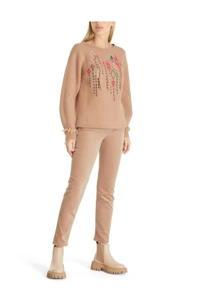Marc Cain Strickpullover Rundhals-Strickwege Beige 3 Marc Cain Strickpullover Rundhals-Strickwege Beige