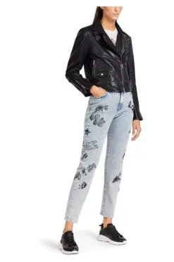 Marc Cain Lederjacken Lederjacke Im Motorrad-Stil Black