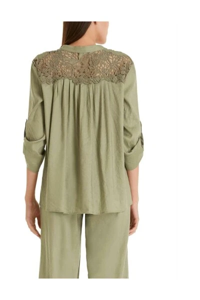 Marc Cain Blusen Blouse Met Kant Green 4 Marc Cain Blusen Blouse Met Kant Green – Bild 2