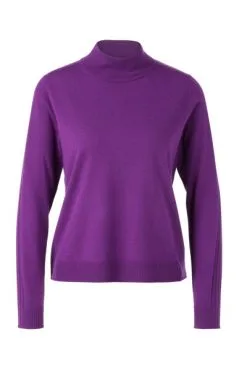 Marc Cain Strickpullover Rundhals-Strickwege Purple
