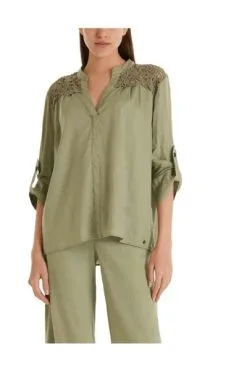 Marc Cain Blusen Blouse Met Kant Green