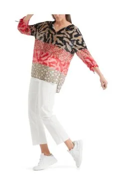 Marc Cain Blusen Bluse Aus Baumwolle Und Seide Multicolor