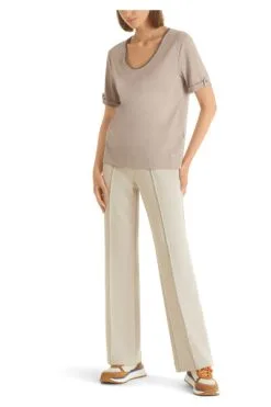 Marc Cain T-Shirts Baumwollshirt Mit Lurexglanz Beige -Marc Cain Geschäft bf4fe6b1ae8877cb89751b8ea34e1910