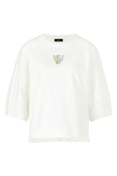 Marc Cain Blusen Elegantes Weißes Shirt Mit Materialmix White 3 Marc Cain Blusen Elegantes Weißes Shirt Mit Materialmix White