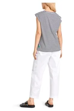 Marc Cain T-Shirts Lässiges Streifen-Shirt White