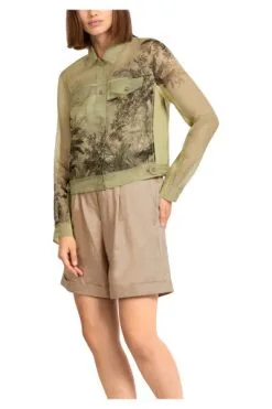 Marc Cain Übergangsjacken Transparente Jacke Mit Floralem Print Green