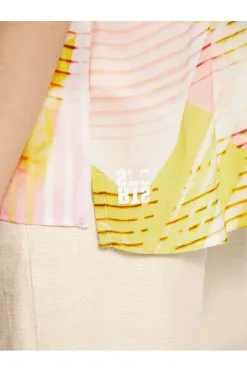 Marc Cain Blusen Streifenbluse Mit V-Ausschnitt Pink